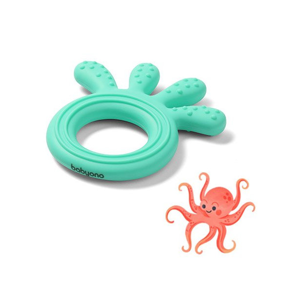 BABYONO Hryzačka silikónová Octopus mint