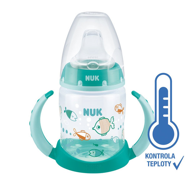 NUK Fľaša dojčenská na učenie s kontrolou teploty 150 ml zelená
