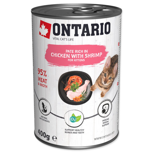 Ontario Kitten Konzerva kuracie paté s krevetami 6 x 400 g