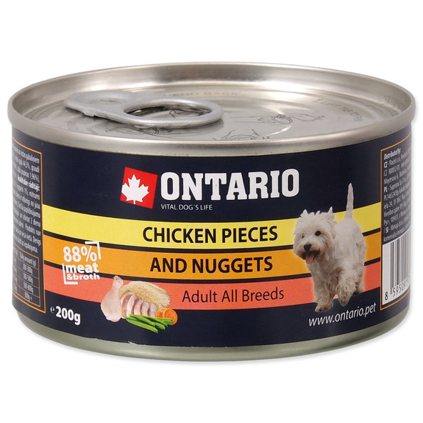 Ontario Konzerva pre psy kuracie kúsky a nugetky 200 g