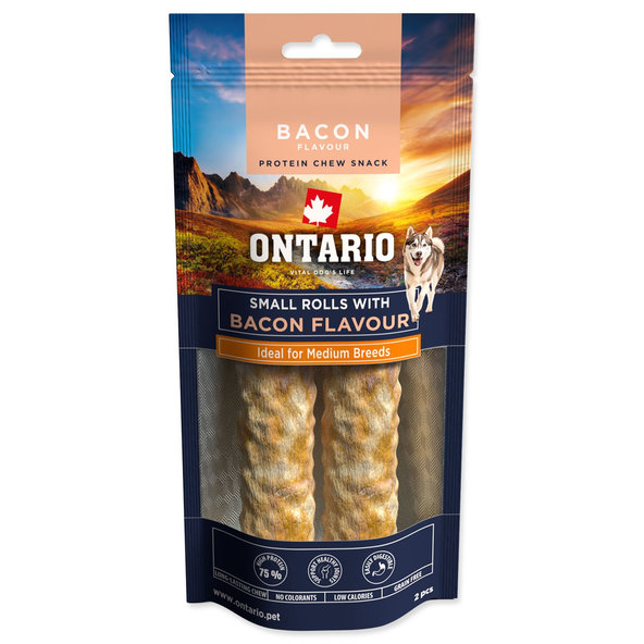 Ontario Protein Žuvacia rolka malá pre psy príchuť slanina 12,7 cm 2 ks