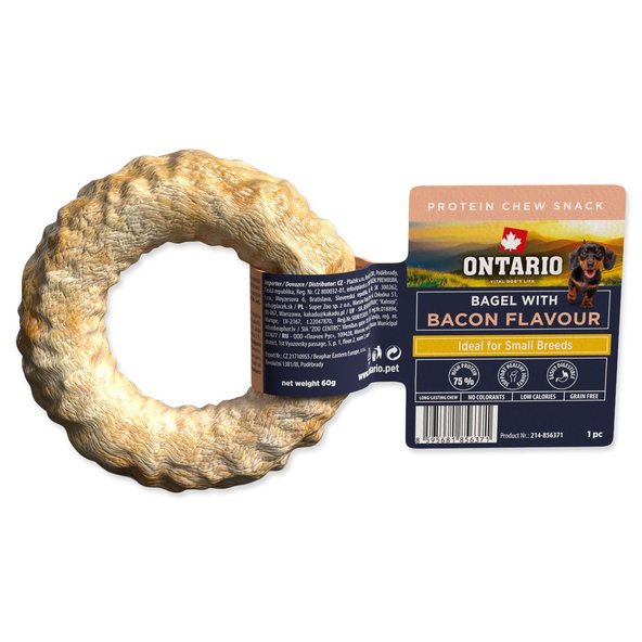Ontario Protein Žuvací bagel pre psy príchuť slanina 8,9 cm