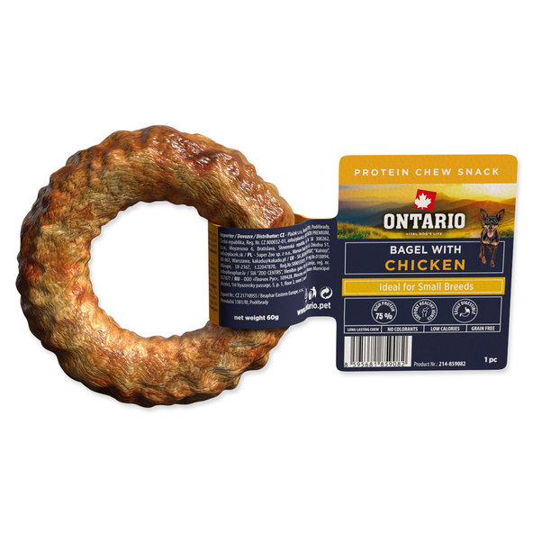 Ontario Protein Žuvací bagel pre psy príchuť kura 8,9 cm