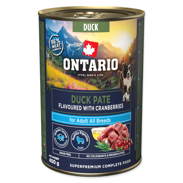 Konzerva Ontario Adult kačacie paté s príchuťou brusiniek 400 g