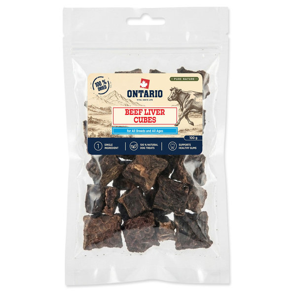 Ontario Pure Nature Sušené kocky z hovädzej pečene pre psy 100 g