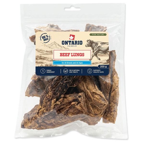 Ontario Pure Nature sušené hovädzie pľúca pre psy 200 g
