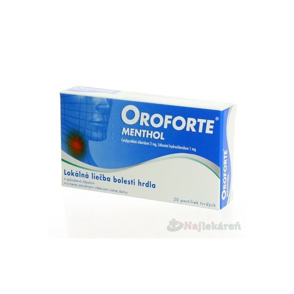 OROFORTE menthol na bolesť hrdla 20 pastiliek