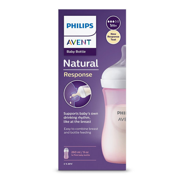 Philips AVENT Fľaša Natural Response 260 ml, 1m+ ružová