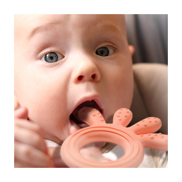 BABYONO Hryzačka silikónová Octopus ružová