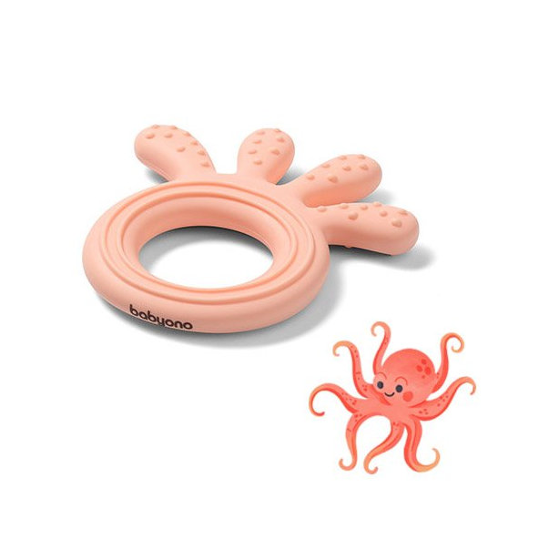 BABYONO Hryzačka silikónová Octopus ružová