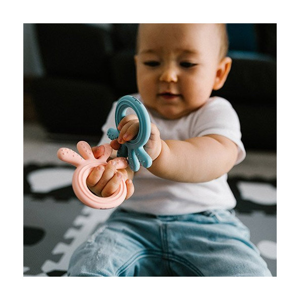 BABYONO Hryzačka silikónová Octopus ružová