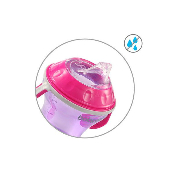 BABYONO Hrnček netečúci s mäkkým náustkom Natural Nursing 180 ml fialová
