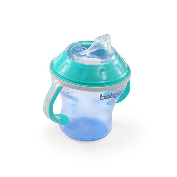 BABYONO Hrnček netečúci s mäkkým náustkom Natural Nursing 180 ml tyrkysová