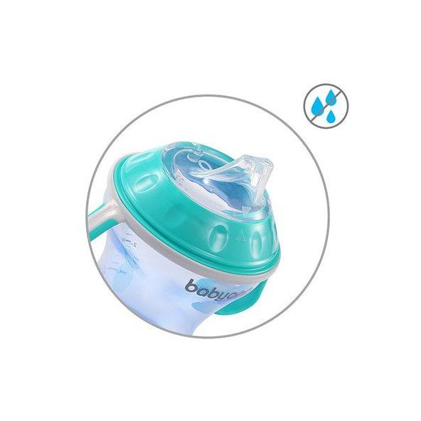 BABYONO Hrnček netečúci s mäkkým náustkom Natural Nursing 180 ml tyrkysová