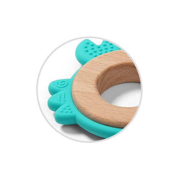 BABYONO Hryzačka dreveno-silikónová Crab