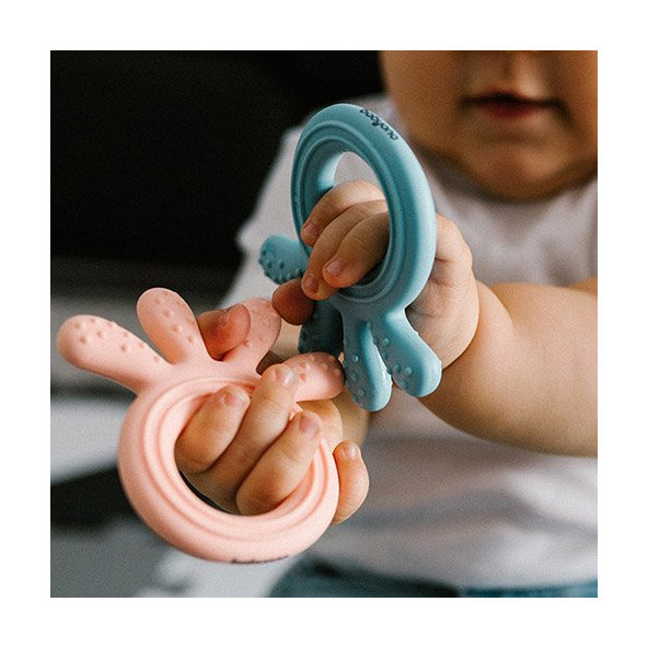 BABYONO Hryzačka silikónová Octopus modrá