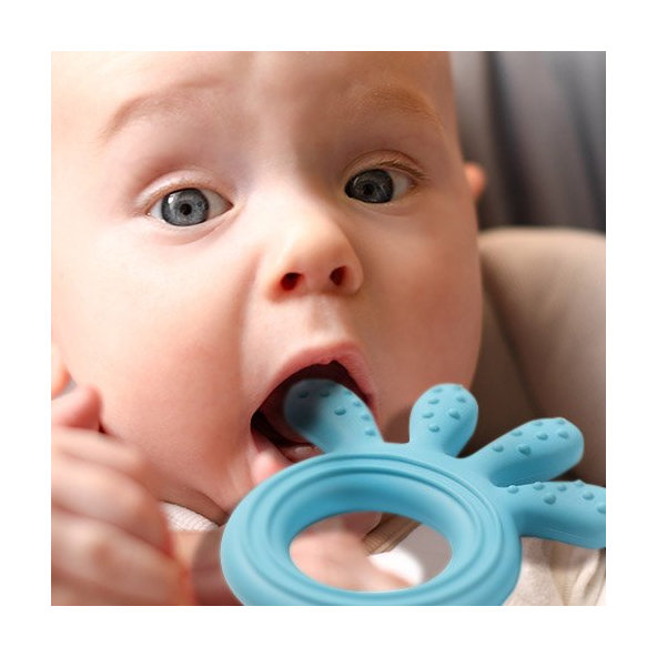 BABYONO Hryzačka silikónová Octopus modrá