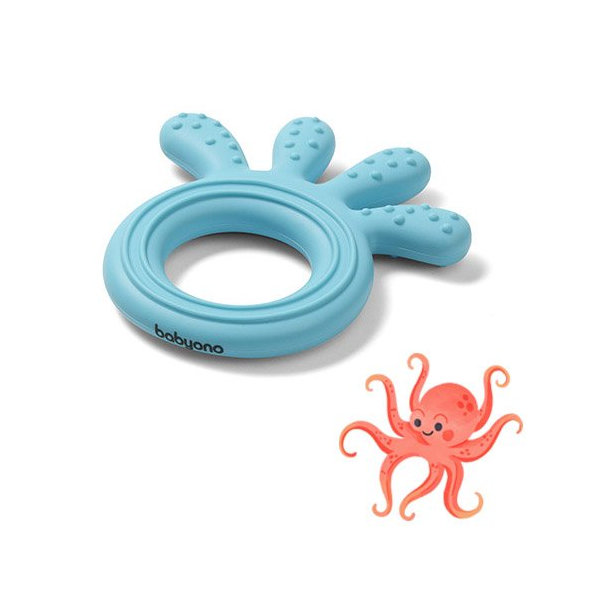 BABYONO Hryzačka silikónová Octopus modrá