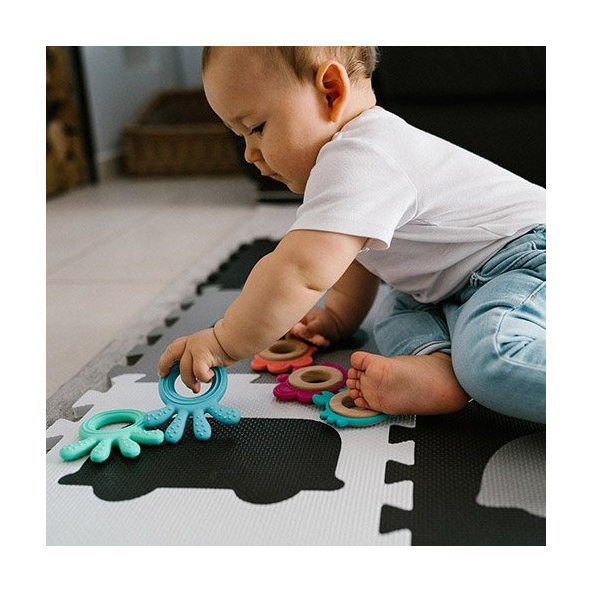 BABYONO Hryzačka silikónová Octopus modrá