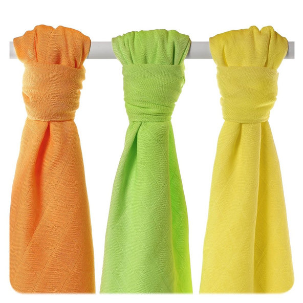 KIKKO Bambusové plienky XKKO BMB Colours 70x70 (3 ks) – lime, lemon, orange