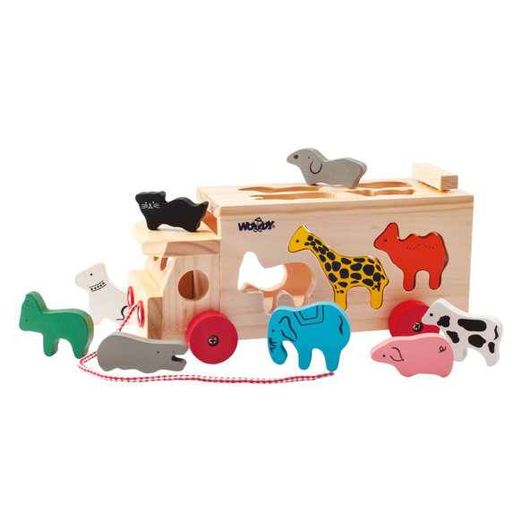WOODY Kamión s vkladacími tvarmi - zvieratká