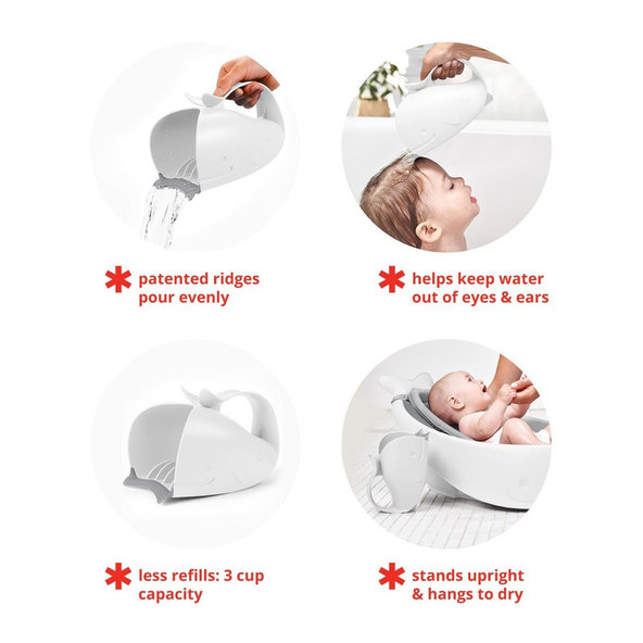 SKIP HOP Pohár na oplachovanie šampónu Moby biely