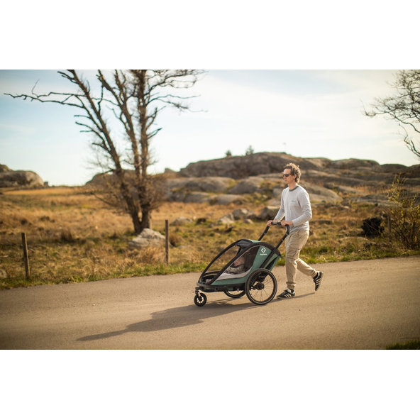 HAMAX Vozík za bicykel vr. ramená + kočíkovú set Cocoon One Green/black