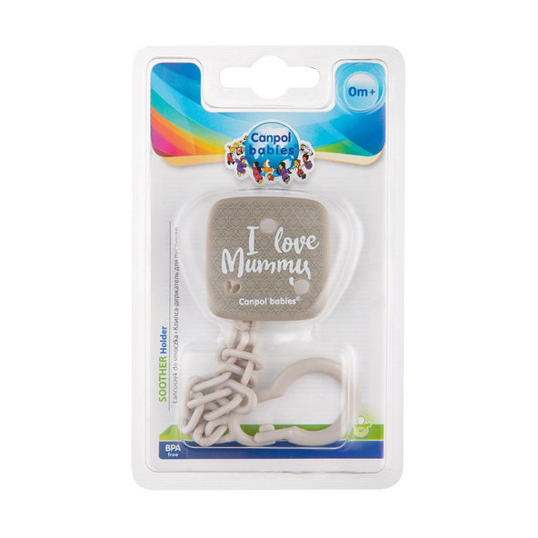 CANPOL BABIES Retiazka na cumlík I Love Mummy - šedá