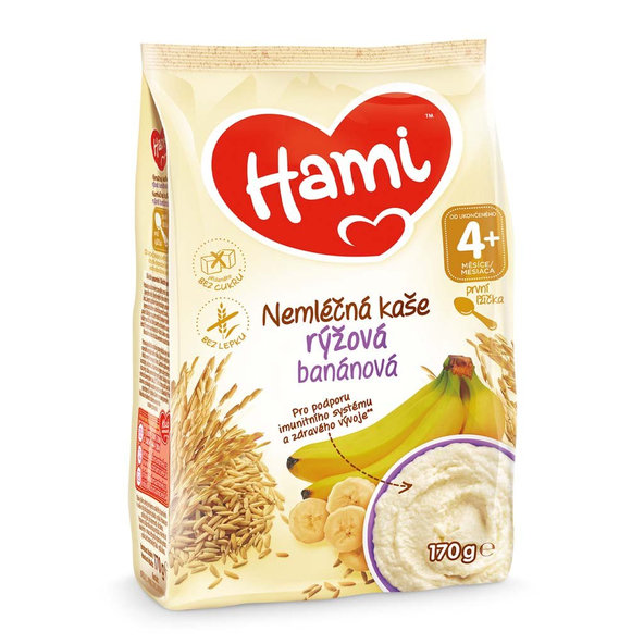 9x HAMI Nemliečna kaša ryžová banánová 170 g