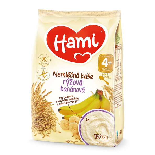 9x HAMI Nemliečna kaša ryžová banánová 170 g