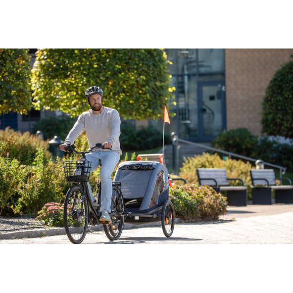 HAMAX Vozík dvojmiestny za bicykel vr. ramená + kočíkový set Avenida Twin - Modrá, odpružený