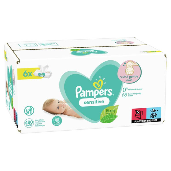 PAMPERS Sensitive XXL Vlhčené obrúsky 6x80 ks