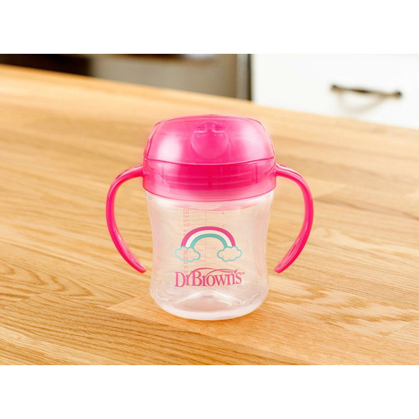 DR.BROWN'S Hrnček s mäkkým náustkom 6m+ 180 ml ružový