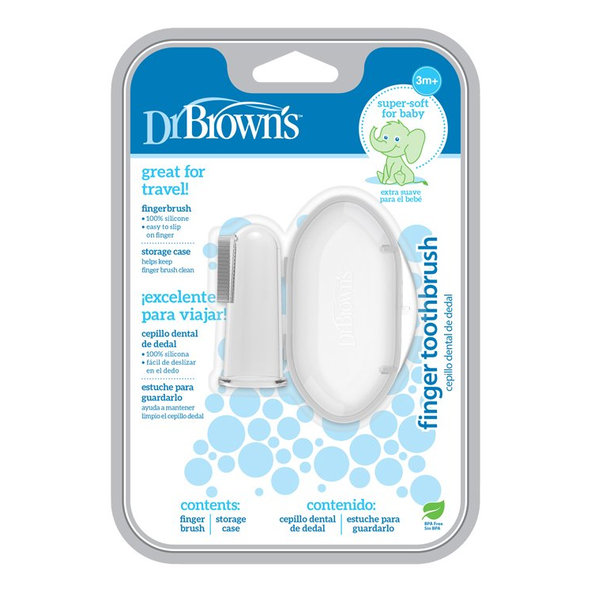 DR.BROWN'S Kefka zubná prstová masážna s puzdrom 3m+