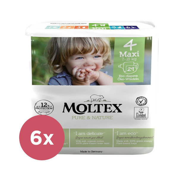 MOLTEX Pure & Nature Plienky Maxi 7-18 kg - ekonomické balenie (6 x 29 ks)