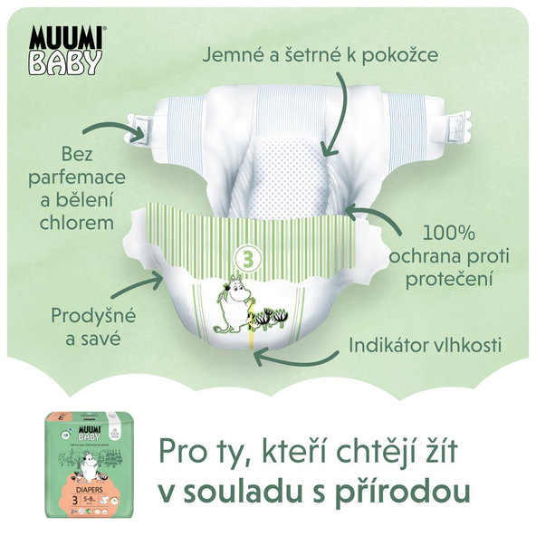 MUUMI Plienky jednorázové 3 Midi 5-8kg 50ks Baby