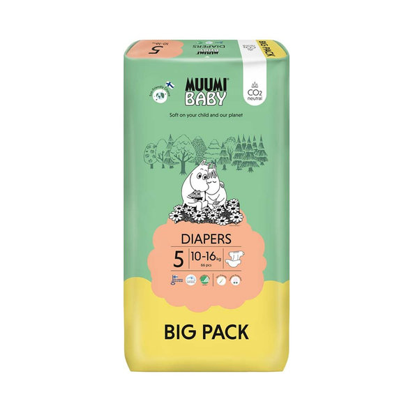MUUMI Plienky jednorázové 5 Maxi+ 10-16kg Big Pack 66ks Baby