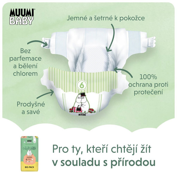 MUUMI Plienky jednorázové 6 Junior 12-24kg Big Pack 54ks Baby