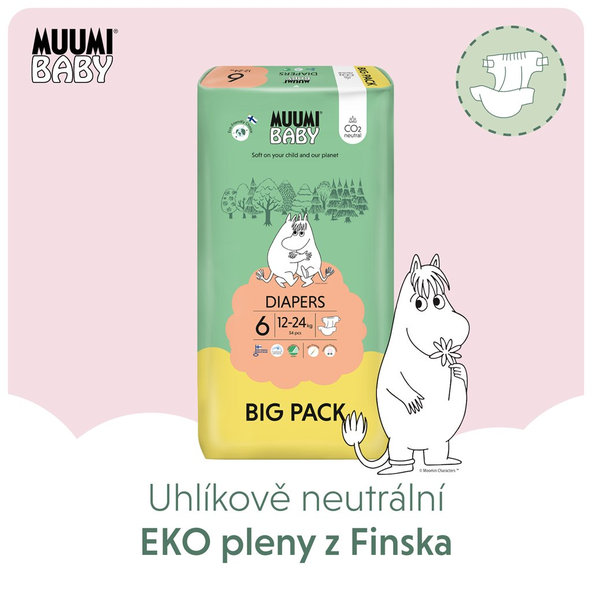 MUUMI Plienky jednorázové 6 Junior 12-24kg Big Pack 54ks Baby