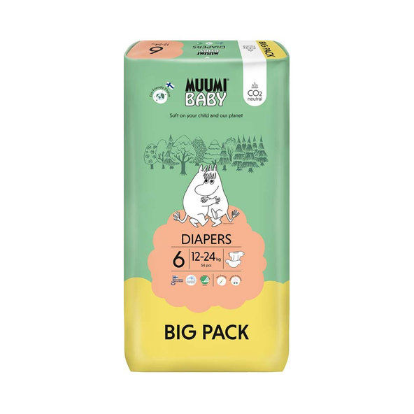 MUUMI Plienky jednorázové 6 Junior 12-24kg Big Pack 54ks Baby