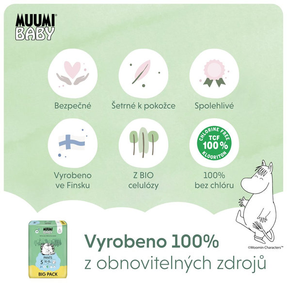 MUUMI Nohavičky plienkové jednorázové 5 Maxi+ 10-15kg 54ks Baby