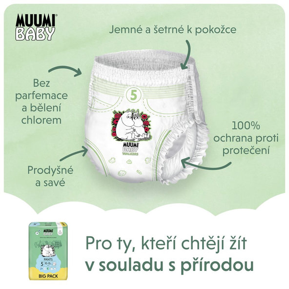 MUUMI Nohavičky plienkové jednorázové 5 Maxi+ 10-15kg 54ks Baby