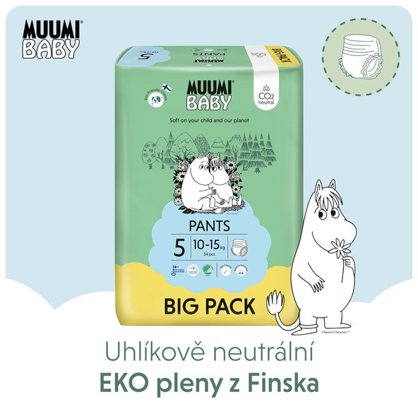 MUUMI Nohavičky plienkové jednorázové 5 Maxi+ 10-15kg 54ks Baby