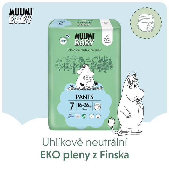 MUUMI Nohavičky plienkové jednorázové 7 Extra Large 16-26kg 34ks Baby