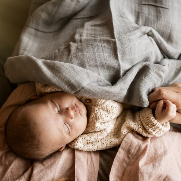 PETITE&MARS Sada plienok bambusová mušelínová 2ks Misty Green Leaves, 120 x 120 cm