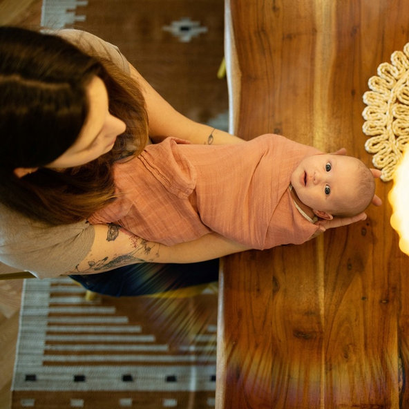 PETITE&MARS Sada plienok bambusová mušelínová 2ks Misty Rose Rainbow, 120 x 120 cm