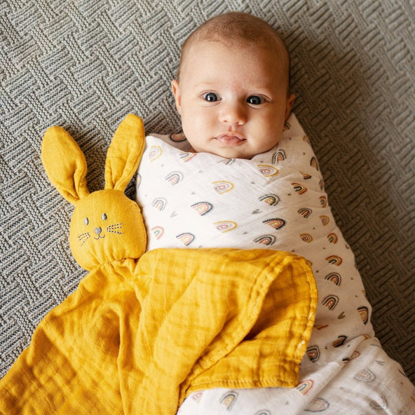 PETITE&MARS Sada plienok bambusová mušelínová 2ks Misty Rose Rainbow, 120 x 120 cm