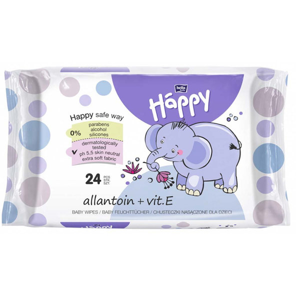 6x BELLA HAPPY BABY Vlhčené ubrousky s vitamínem E 24 ks