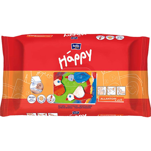 6x BELLA HAPPY BABY Vlhčené ubrousky s vitamínem E 64 ks