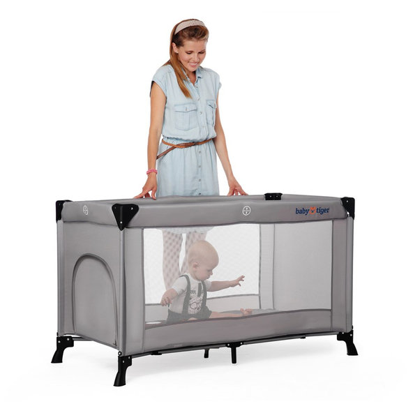 KINDERKRAFT Postieľka cestovná Baby Tiger VIKI Grey